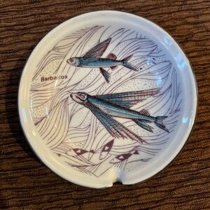 Barbados Fish Design Ceramic Dish/ashtray - Blue and Brown